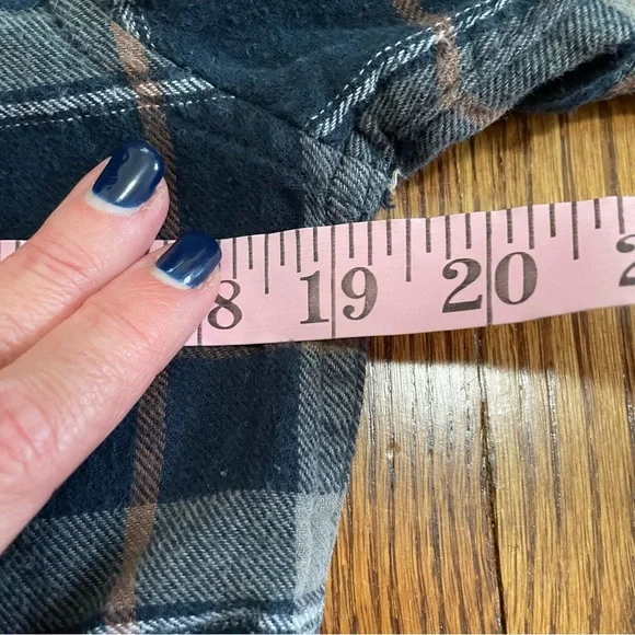 Denim & Flower Ricky Singh Navy Blue Green Plaid Long Sleeve Flannel Size Small - Picture 7 of 8